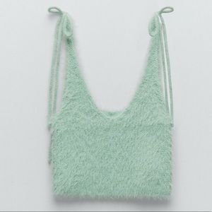 Zara Mint Green Fuzzy Tank Top